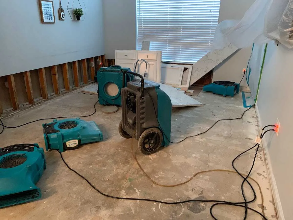 Dehumidifier in flood-cut room for Water Damage Restoration in La Palma